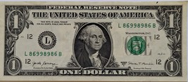 US$1 Fancy Banknote 2017 2 triples 1 pair bookend  86998986 - $4.95