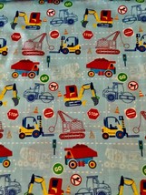 Kids Choice  Heavy Equipment Trucks, Fork Lifts  Cotton Fabric on Blue - 1/2 yd - $4.55