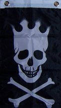 new 12X18 Flaming Pirate Skull Crown Boat Flag - $3.88