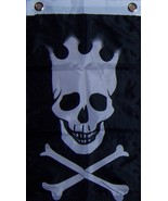 new 12X18 Flaming Pirate Skull Crown Boat Flag - $72.63 MXN