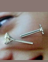 14k Weiß Vergoldet Künstlicher Diamant Nase Solitaire Piercing Pin Schra... - $28.79