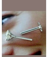 14k Weiß Vergoldet Künstlicher Diamant Nase Solitaire Piercing Pin Schra... - $39.48 CAD