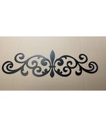 Ornamental Fleur de Lis Scroll Satin Black Metal Accent 22&quot; wide - $702.23 MXN