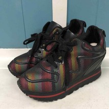 Colorful wedge mesh black sneakers Korean size 235 US size 6 - £33.01 GBP