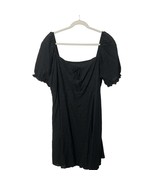 Pinup Fashion Eyelet Mini Dress Puff Sleeve Sweetheart Neck Black 20W - $19.99