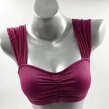 Venus Womens Swimsuit Top Size 4 Raspberry Purple Cinched Front Mesh Sleeve - £15.48 GBP
