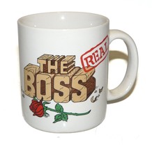 The Real Boss Coffee Mug 1990 CMC with Rose Funny Comical  - £18.10 GBP