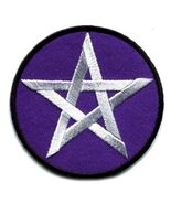 PENTAGRAM IRON ON PATCH 2&quot; Purple Star Wicca Pagan Occult Embroidered Ap... - €3,43 EUR