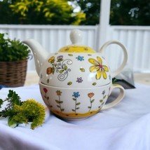 burton + BURTON Whirly Twirly Ceramic Floral Coffee Tea Cup and Pot in box, NEW - £15.81 GBP