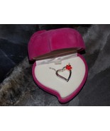 VINTAGE AVON FAUX RUBY 925 STERLING HEART NECKLACE JANUARY BIRTHSTONE PE... - $28.00