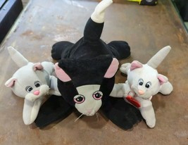 Vintage Tonka 1985 Pound Puppies Purries Black White Cat Kittens Plush Lot of 3 - $24.54