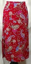 Vintage Kathie Lee Collection Skirt Paisley Floral Size 10 Red Pink Blue Lined - £22.94 GBP