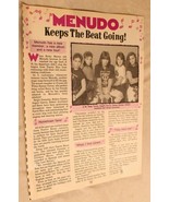 Menudo Vintage Teen Magazine 1 Page Article Keeps The Beat Going 1990s - $190.41 MXN