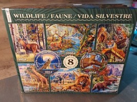 Ceaco Wildlife 8 Pack Puzzle 500-1000pc Tigers Lions Bears Giraffe Wolf ... - $27.72