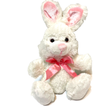 Vintage Walmart Soft Plush Pink White Easter Bunny Lovey Stuffed Animal 10&quot; - £11.62 GBP