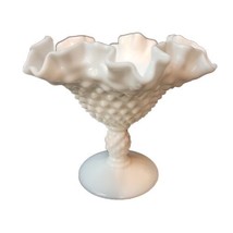 Fenton Art Glass Hobnail White Milk Glass Stemmed Nut Dish Vase Compote ... - $14.62