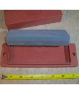 6&quot; WhetStone rock + Brick Red Plastic Storage Case Sharpen Knife Diamond... - $71.02