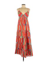 NWT J.Crew Tiered Cotton Voile Maxi in Red Multi Stripe Cross Strap Dress M - £85.14 GBP