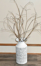 Black White Embossed Milk Can Flower Vase 14&quot; Metal Floral Flower Can Vase New - £22.67 GBP
