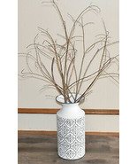 Black White Embossed Milk Can Flower Vase 14&quot; Metal Floral Flower Can Va... - £23.18 GBP