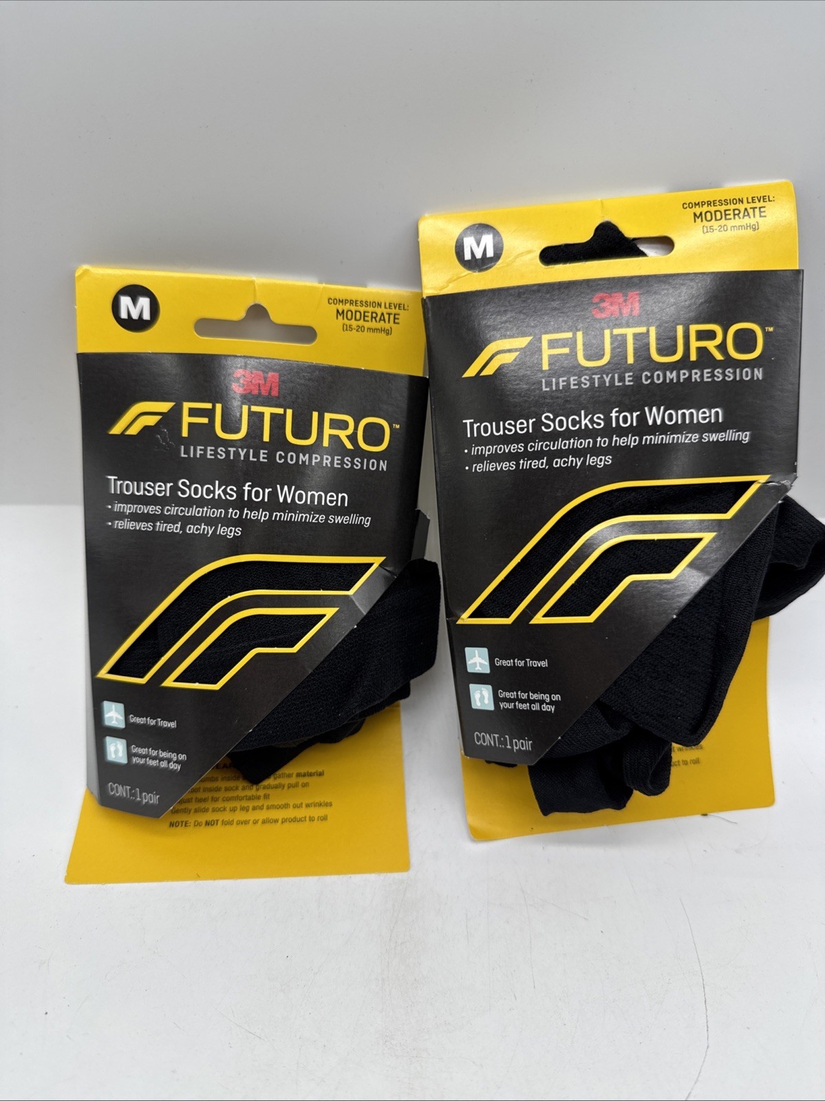 (2) Futuro Trouser Socks Women ￼  Compression Knee Medium Black COMBINESHIP - $15.99