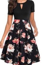 YATHON Women&#39;S Vintage Floral Flared A-Line Swing Casual Party Dresses with Pock - £15.97 GBP