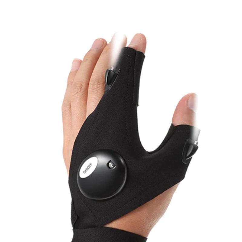 LED Flashlight Fingerless Gloves Outdoor Magic Strap Waterproof Torch Gloves Cov - £107.12 GBP