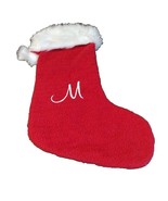 Christmas Stocking Red with White Faux Fur &quot;M&quot; Monogrammed  M - £5.47 GBP