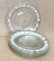 Clear Glass Leaf Floral Trim Bread Plate Set Of Six - £9.46 GBP