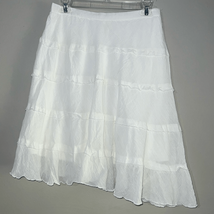 Studio West Skirt Large White Boho Flowy Tiered Flowy - $11.66