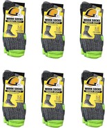 6 Pair Men’s Heavy Duty Work Socks Size 10-13 Gray Green Boot Crew Cushi... - $22.65