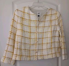 Cabi Coco spring yellow tweed jacket #6256 Size Medium. Ivory - £36.38 GBP