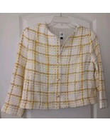 Cabi Coco spring yellow tweed jacket #6256 Size Medium. Ivory - £36.53 GBP