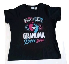 Pink Or Blue Grandma Loves You Gender Baby Reveal Unisex Short Sleeve Black Tee - £15.03 GBP