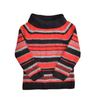 Rafaella Angora Wool Blend Sweater Womens S Striped Wide Neck Jumper Red Black - £21.62 GBP