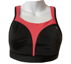 Sz 34D Champion Sports Bra Max Support Womens High Support Black Pink Wide Strap - £14.00 GBP