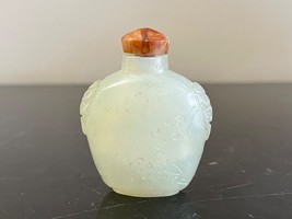 Antique Chinese Carved Celadon Jade Snuff Bottle - £232.85 GBP