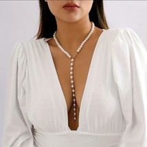 Women's Vintage Faux Pearl Beads Long Tassel Necklace - $16.66
