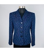 Lafayette 148 Blue Silver Threads Tweed Blazer Jacket Work Career Women&#39;... - $62.99