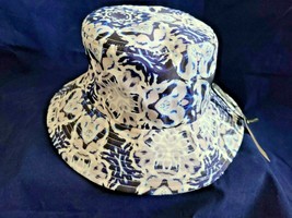 TGB Brands Coco + Carmen Bucket Hat Navy Blue with Gray &amp; White Pattern ... - £22.80 GBP