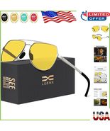 Stylish Large Metal Frame Sunglasses - Polarized Yellow Lens with UV Pro... - $35.86 CAD