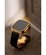 24k Gold Plated Apple Watch ULTRA 2 49mm Black Leather Band 24k Gold Buckle - $2,849.05