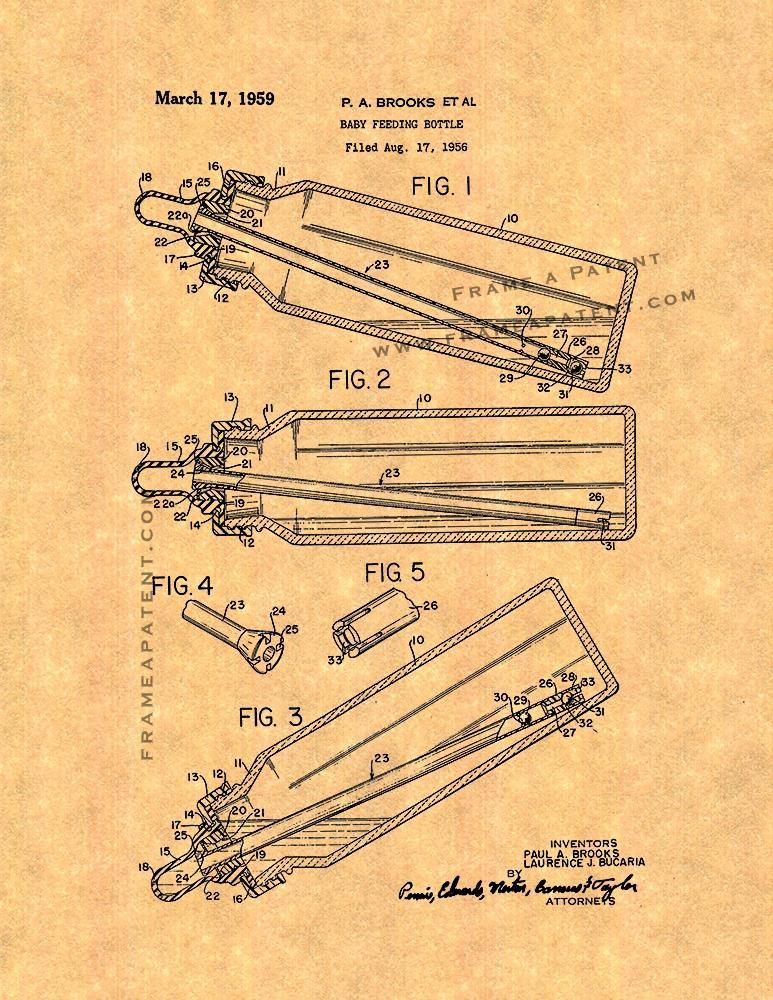 Baby Feeding Bottle Patent Print