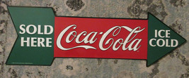 1990 27 Inch Arrow Coca Cola Sold Here Ice Cold Sign A - £28.90 GBP
