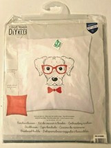 VERVACO Dog with Red Glasses Embroidery Cushion DIY Kit 16&quot; x 16&quot; NEW MS... - £15.79 GBP