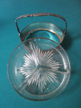  Clear Glass Silver Plate Rim Divided Nut Relish Vegetable Serving Bowl - £43.01 GBP