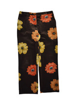 J McLaughlin Velour Floral Pants Womens 12 Brown Relaxed Fit Straight Leg USA - £31.80 GBP