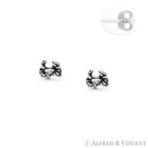 Cancer the Crab Zodiac Sign Charm Stud Earrings in Oxidized .925 Sterling Silver - £9.58 GBP