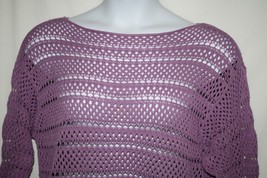 Lavender Purple Misses 16 Sweater Open Weave Lightweight Thin Crochet 3/4 Sleeve - £7.72 GBP