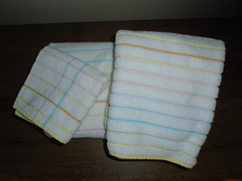 1980s Bath Towel Set HF J&#39;aime 100% Cotton Brazil Pastel Stripes 3 Piece Vintage - $24.75